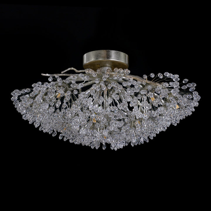 Kyrell Flower Sixteen-Light Flush Mount - Silver - Iron