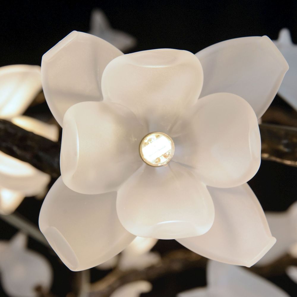Chandeliers Churippu Magnolia & Tulip Glass Bronze Oblong Nineteen-Light Chandelier - Bronze