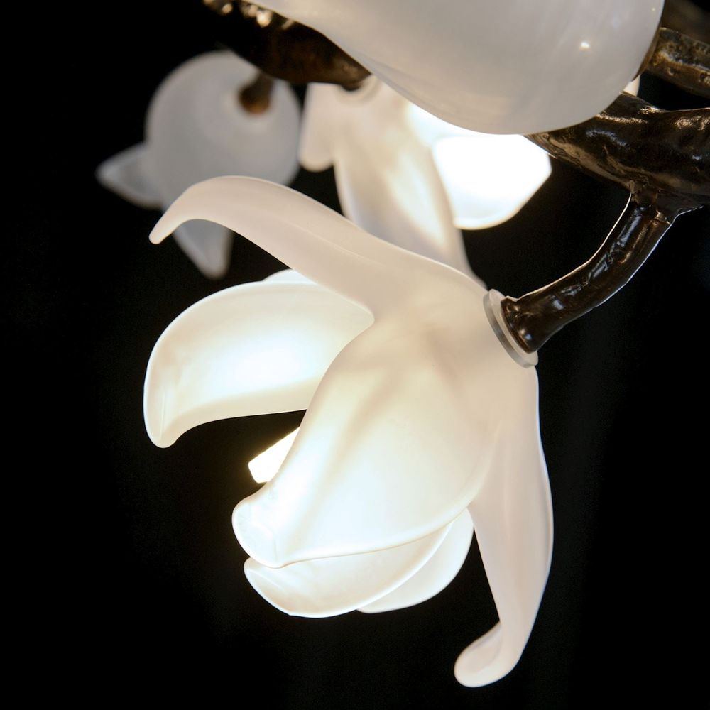 Chandeliers Churippu Magnolia & Tulip Glass Bronze Oblong Nineteen-Light Chandelier - Bronze