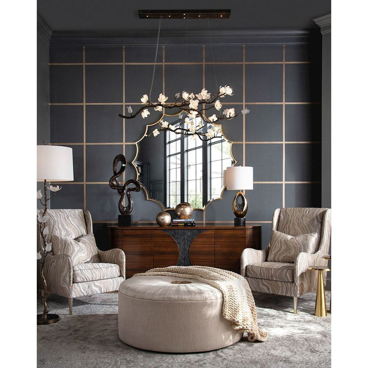 Faelan Magnolia & Tulip Glass Oblong Nineteen-Light Chandelier - Bronze