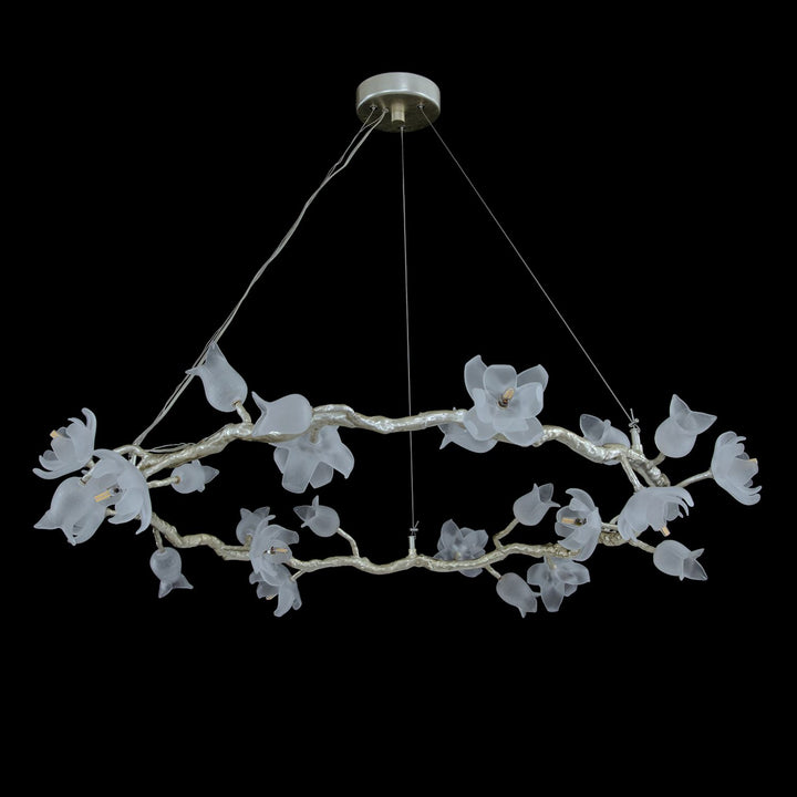 Elara Magnolia & Tulip Glass Twelve-Light Halo Chandelier - Silver