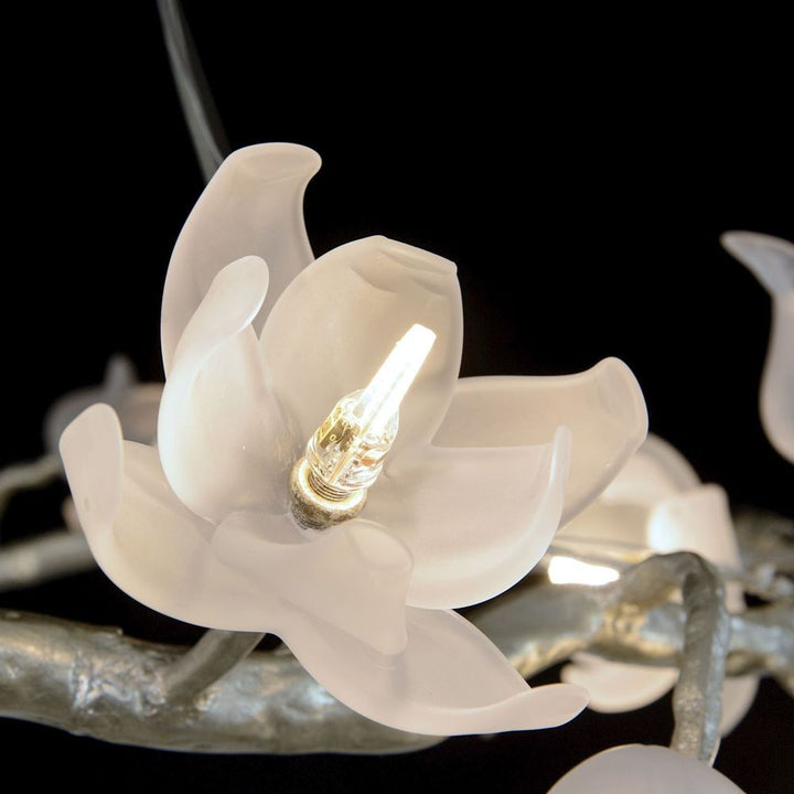 Chandeliers Churippu Magnolia & Tulip Glass Silver Leaf Twelve-Light Halo Chandelier