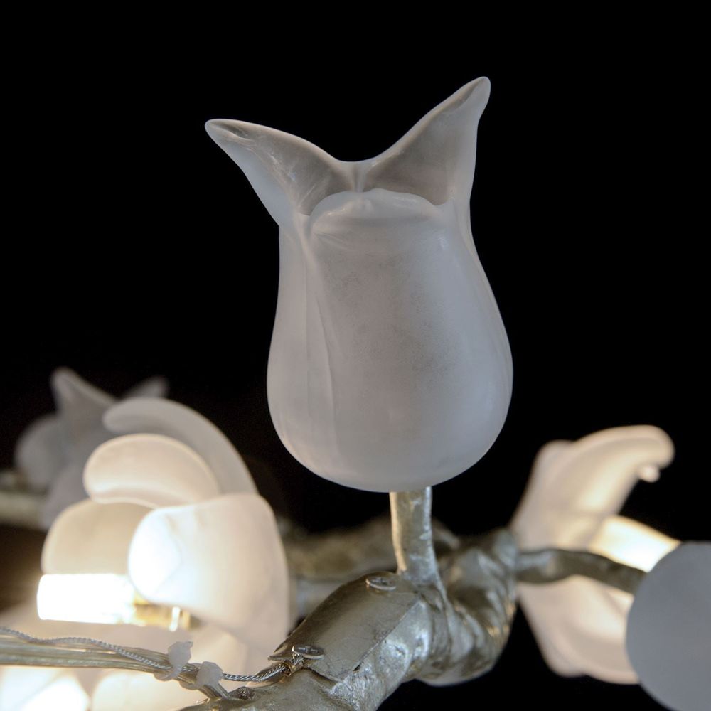 Chandeliers Churippu Magnolia & Tulip Glass Silver Leaf Twelve-Light Halo Chandelier