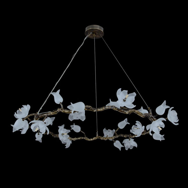 Chandeliers Malin Magnolia & Tulip Glass Bronze Halo Chandelier