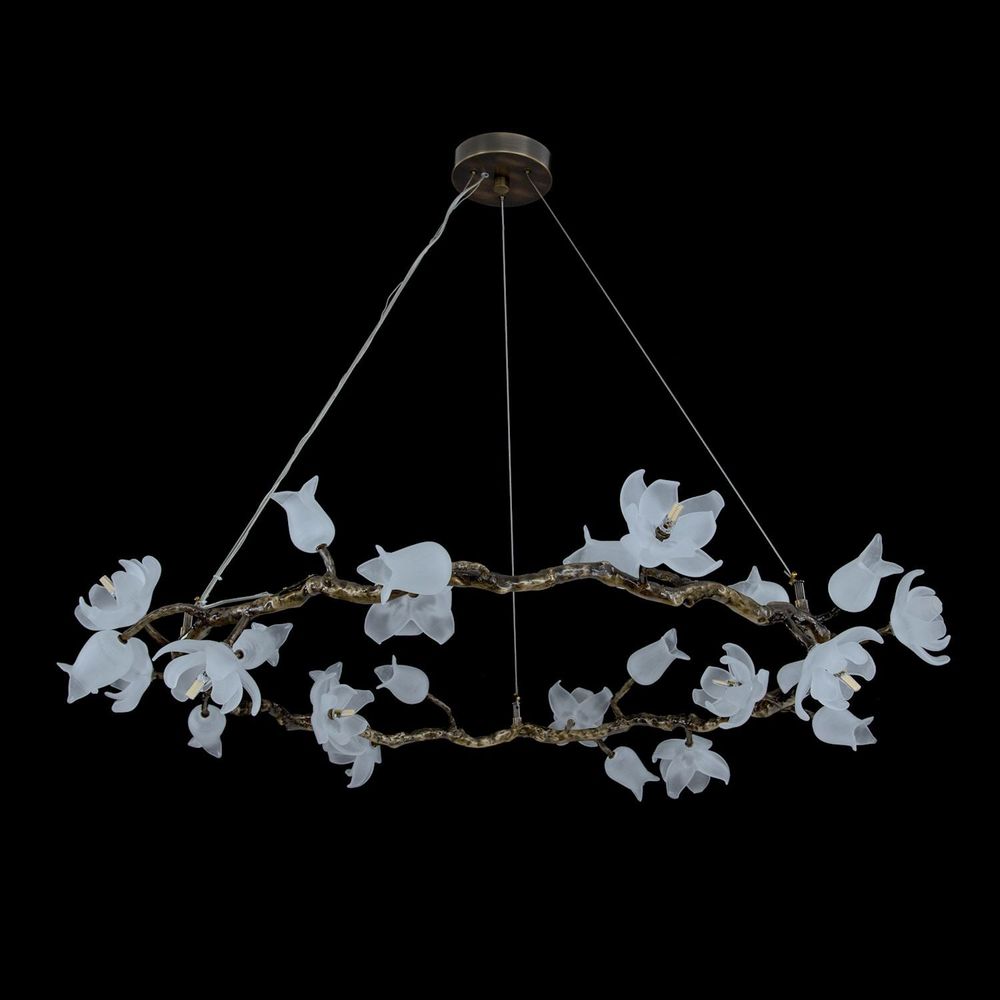 Chandeliers Churippu Magnolia & Tulip Glass Bronze Twelve-Light Halo Chandelier