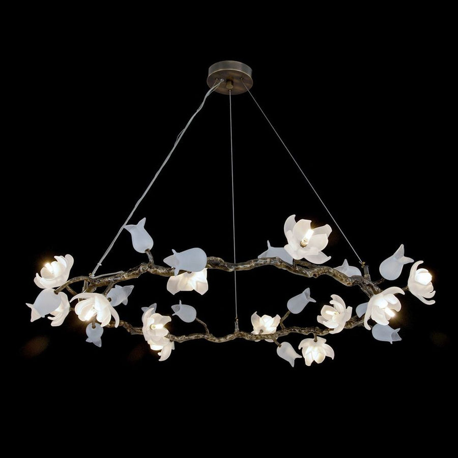 Chandeliers Churippu Magnolia & Tulip Glass Bronze Twelve-Light Halo Chandelier
