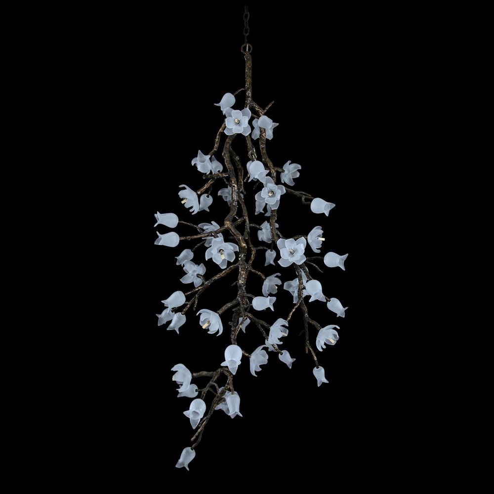 Chandeliers Churippu Magnolia & Tulip Glass Bronze Vertical Twenty-One Light Chandelier - Silver