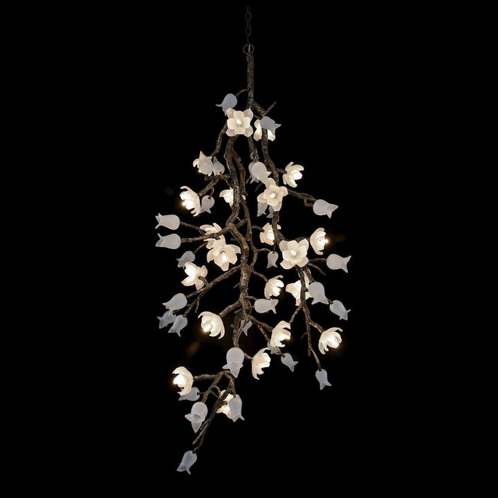 Chandeliers Churippu Magnolia & Tulip Glass Bronze Vertical Twenty-One Light Chandelier - Silver