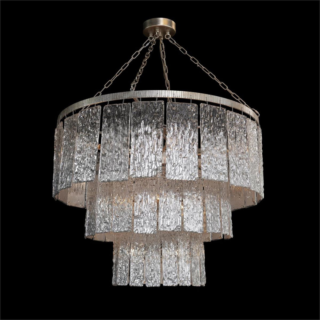 Dusk Sixteen-Light Slumped Glass Chandelier, Silver