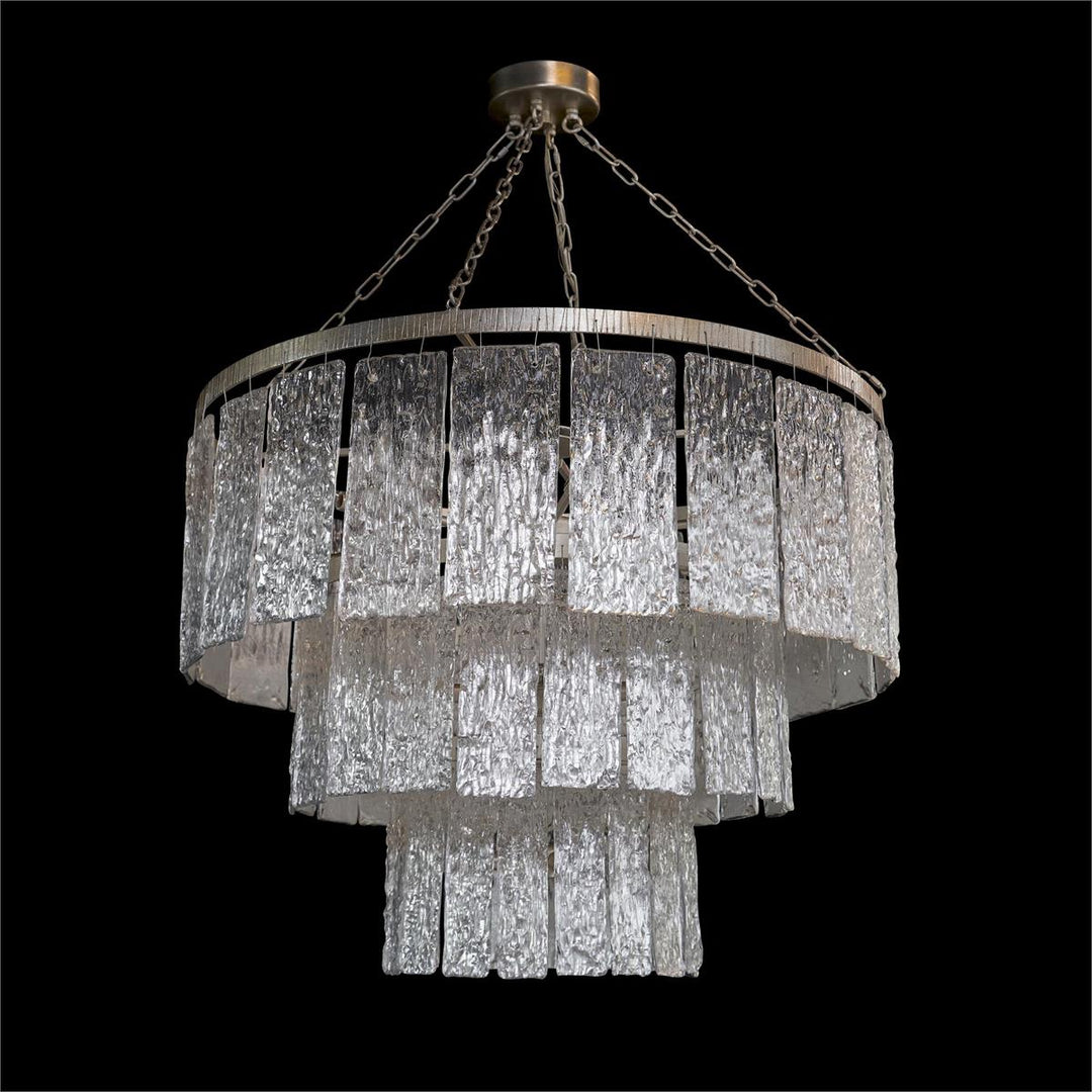 Dusk Sixteen-Light Slumped Glass Chandelier, Silver