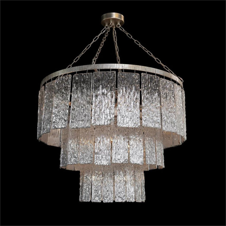 Chandeliers Twilight Sixteen-Light Slumped Glass Chandelier, Silver