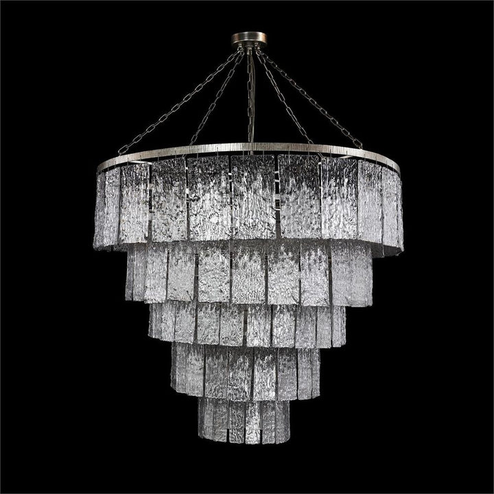 Chandeliers Twilight Twenty-Four-Light Slumped Glass Chandelier, Silver