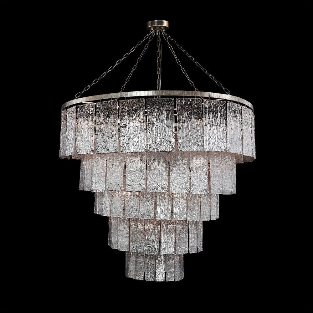 Chandeliers Twilight Twenty-Four-Light Slumped Glass Chandelier, Silver