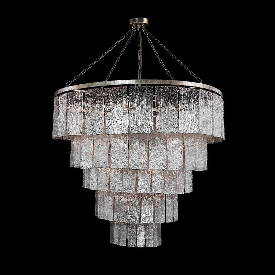 Chandeliers Twilight Twenty-Four-Light Slumped Glass Chandelier, Silver