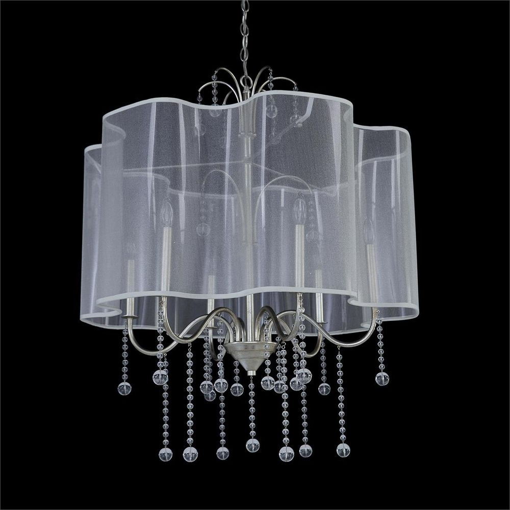  Antique Parisian Silver Six-Light Chandelier