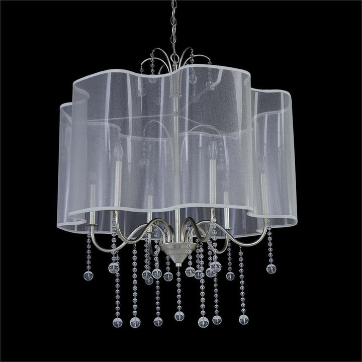  Antique Parisian Silver Six-Light Chandelier