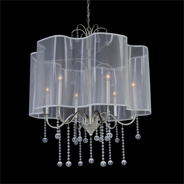  Antique Parisian Silver Six-Light Chandelier