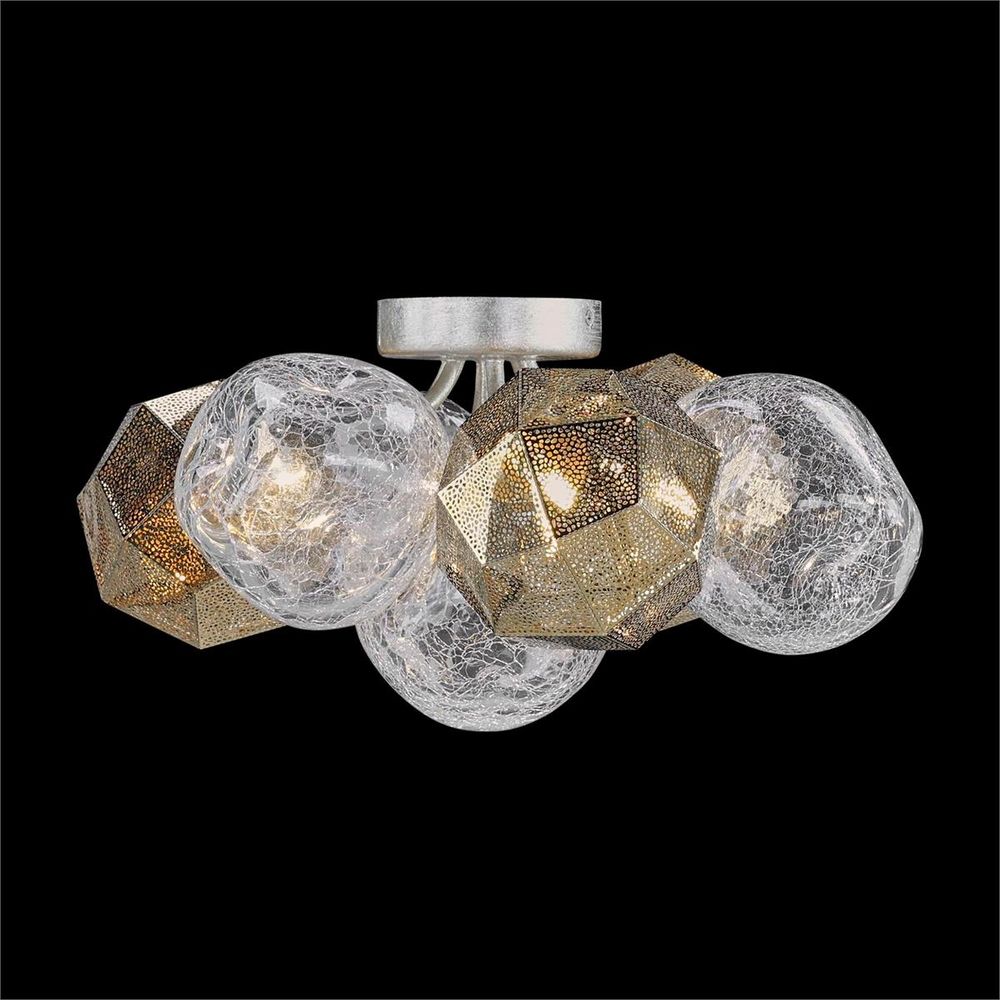 Chandeliers Brass & Glass Orb Trio