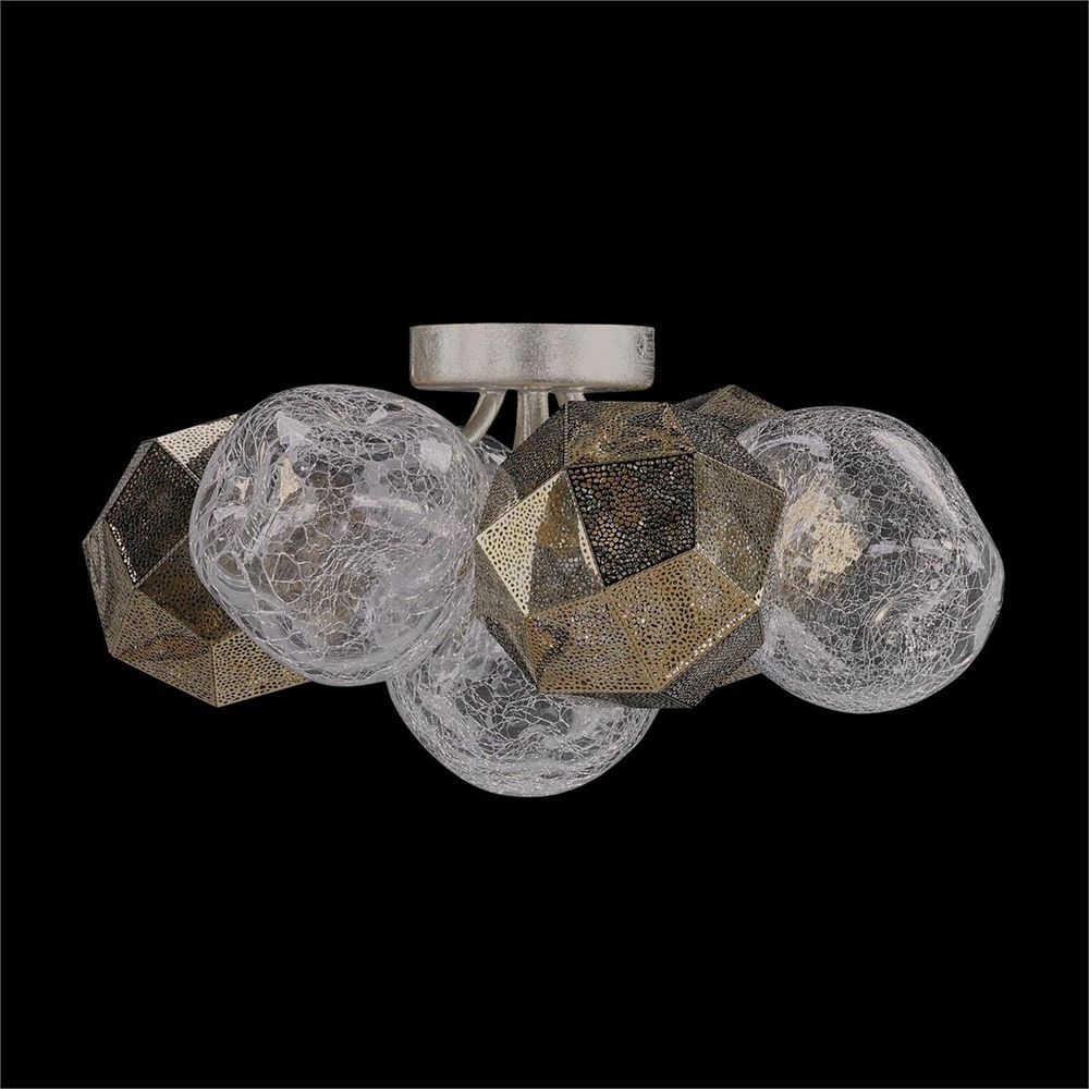 Chandeliers Brass & Glass Orb Trio
