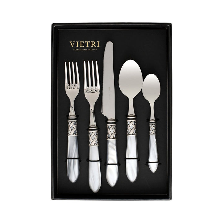 Aladdin Five-Piece Place Setting - Set of 4 - Light Gray / Antique