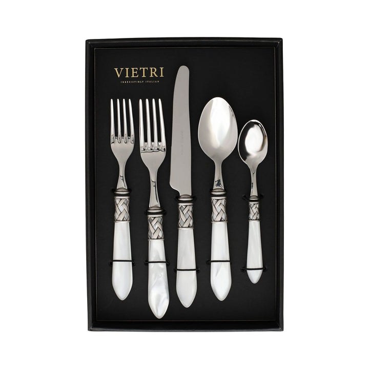 Aladdin Five-Piece Place Setting - Set of 4 - White / Antique