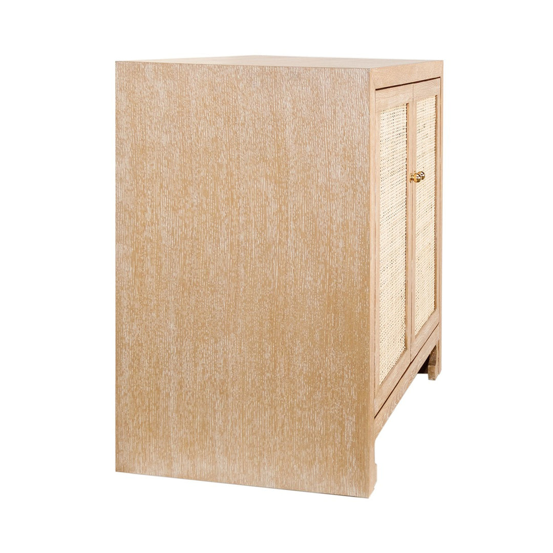 Alden - Two Door Cane Cabinet With Brass Hardware In Cerused Oak