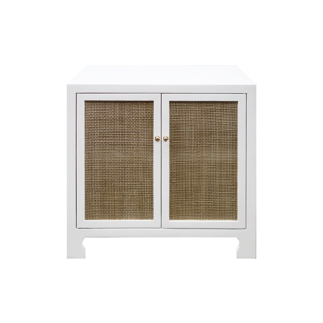 Alden - Two Door Cane Cabinet With Brass Hardware In White Lacquer