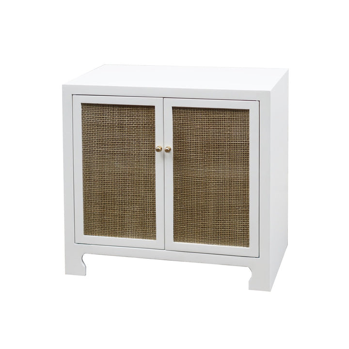 Alden - Two Door Cane Cabinet With Brass Hardware In White Lacquer