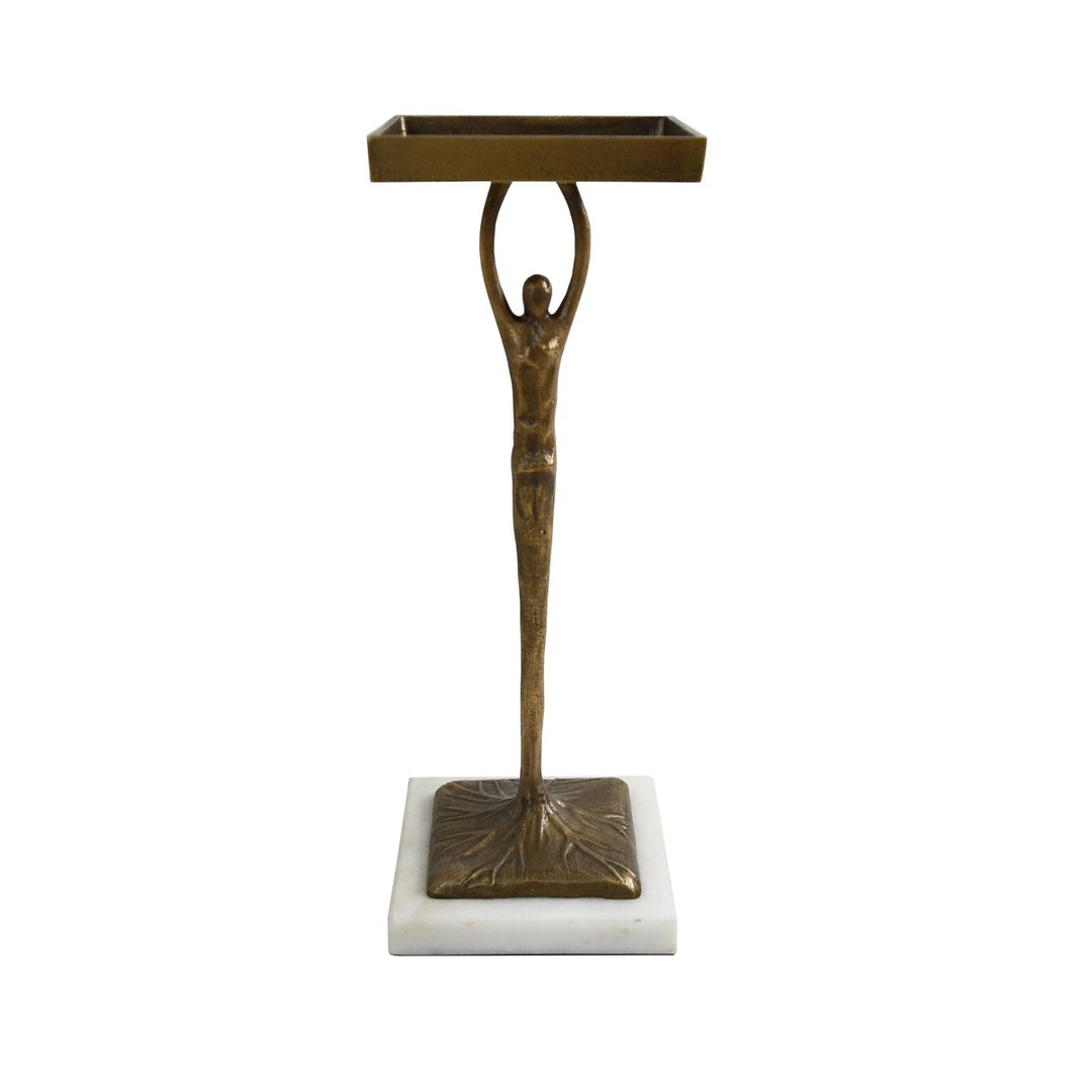 Alexa - Sculptural Cigar Table In Antique Brass With Marble Base