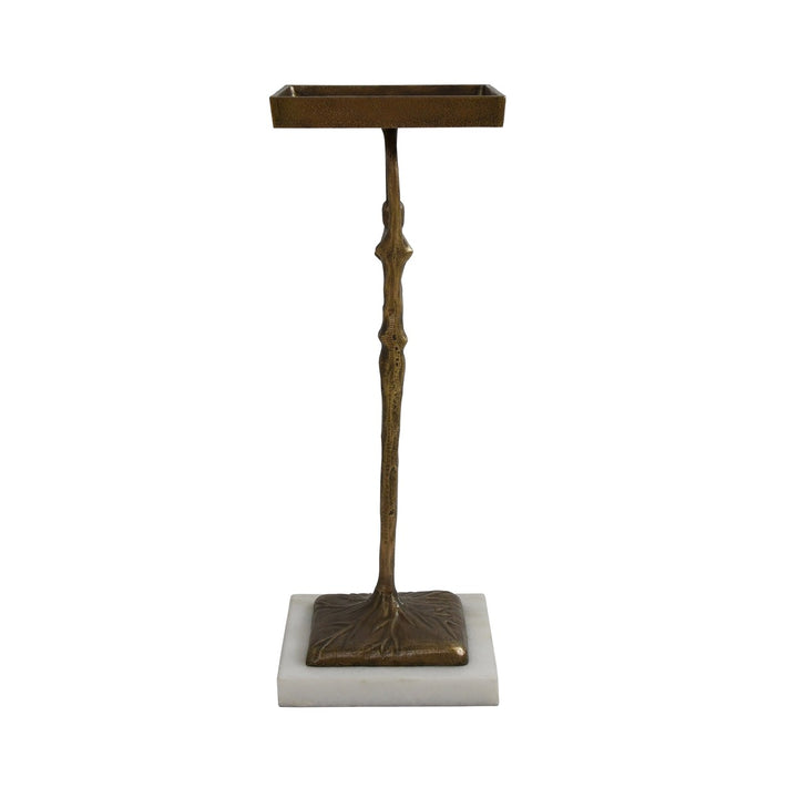 Alexa - Sculptural Cigar Table In Antique Brass With Marble Base