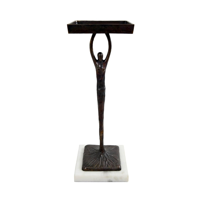 Alexa - Sculptural Cigar Table In Black Metal With Marble Base