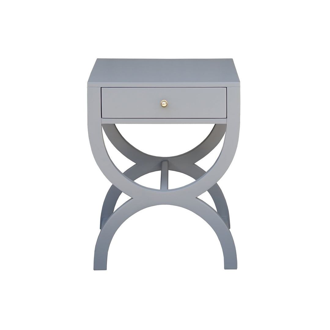 Alexis - One Drawer Side Table In Matte Grey Lacquer