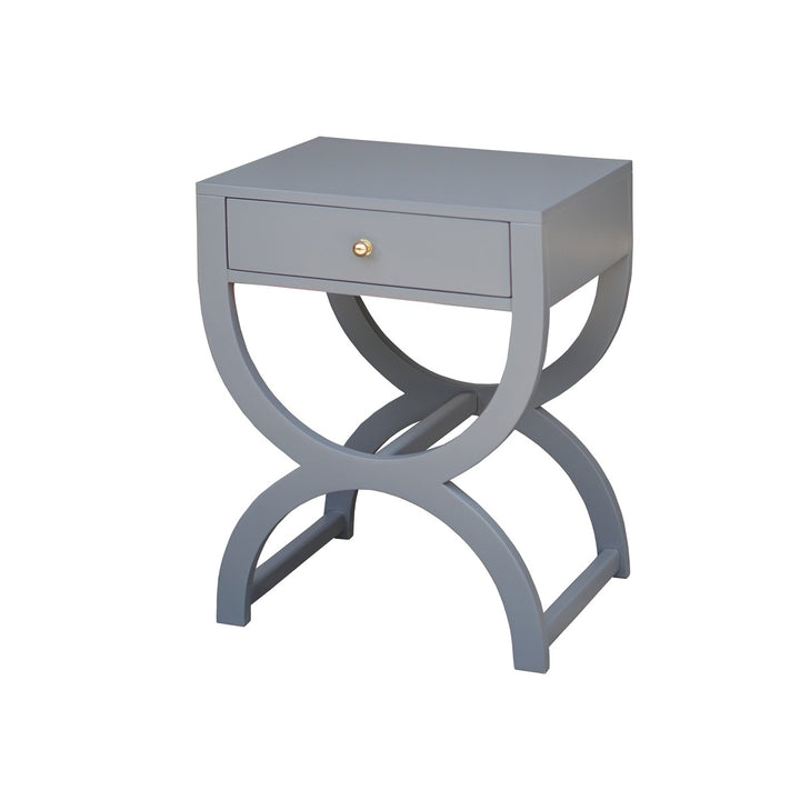 Alexis - One Drawer Side Table In Matte Grey Lacquer