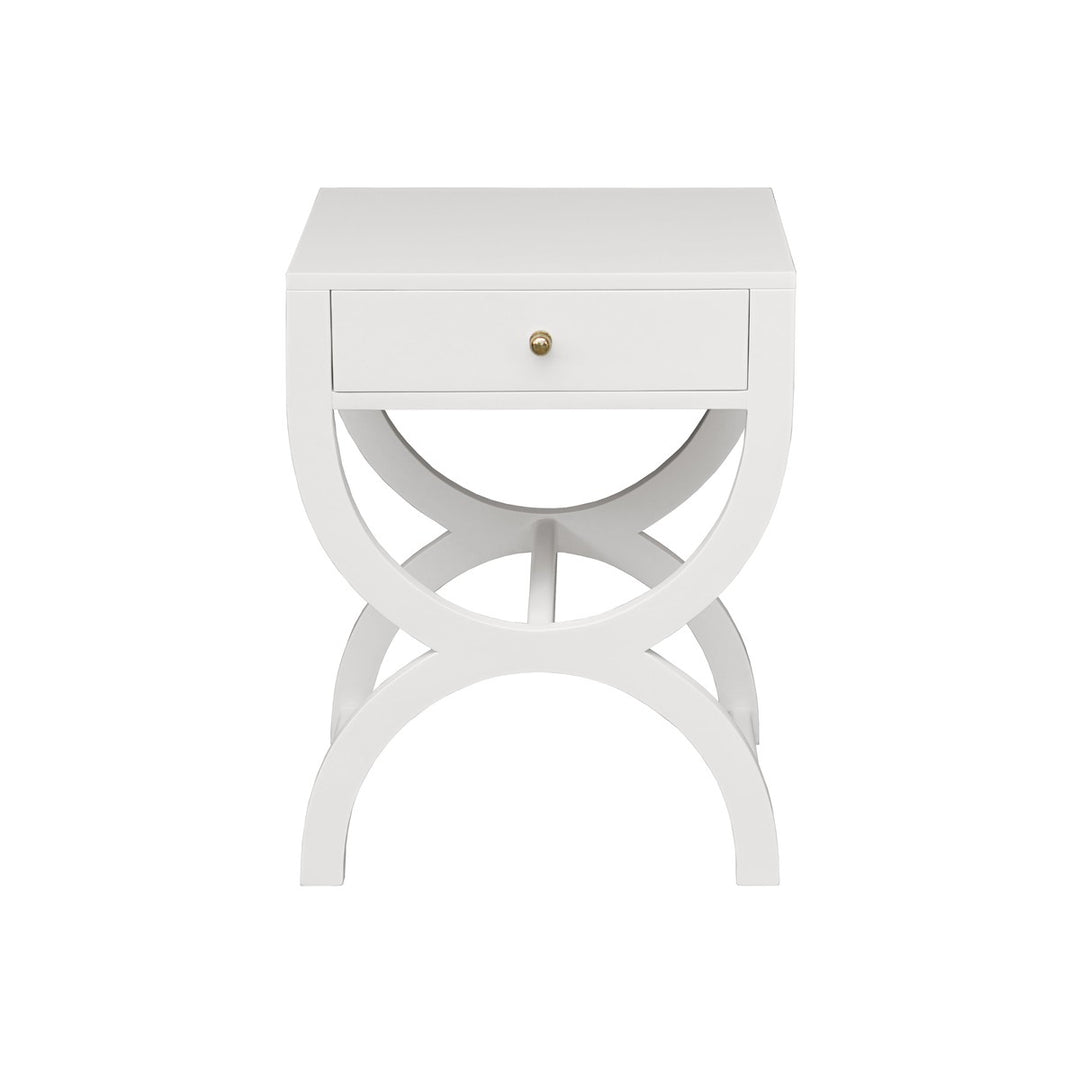 Alexis - One Drawer Side Table In White Lacquer