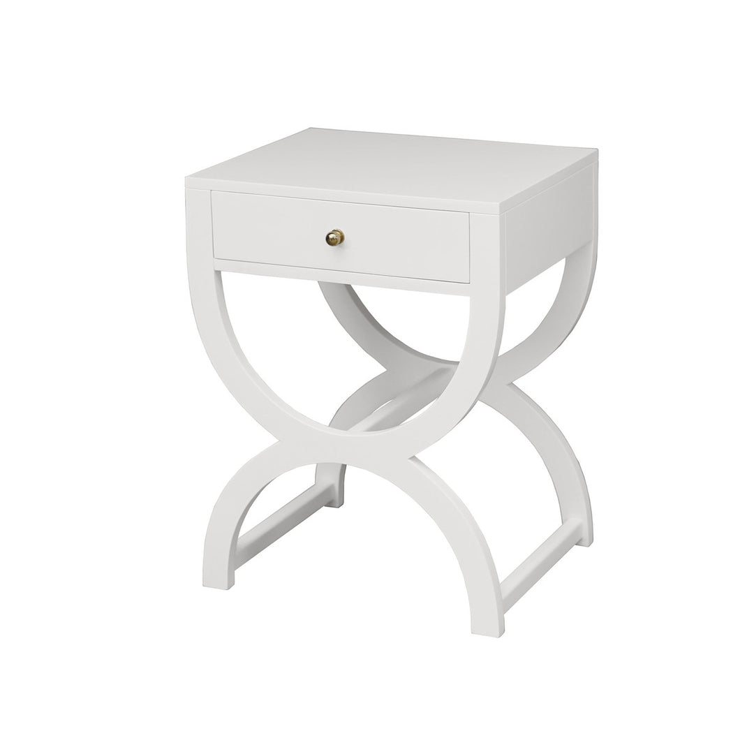 Alexis - One Drawer Side Table In White Lacquer