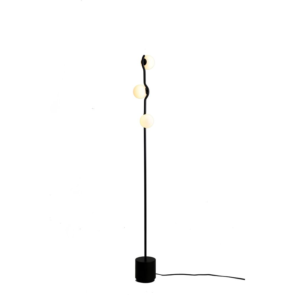 Floor Lamps Pluto Floor Lamp Black Glass Black Powder Coated Frame