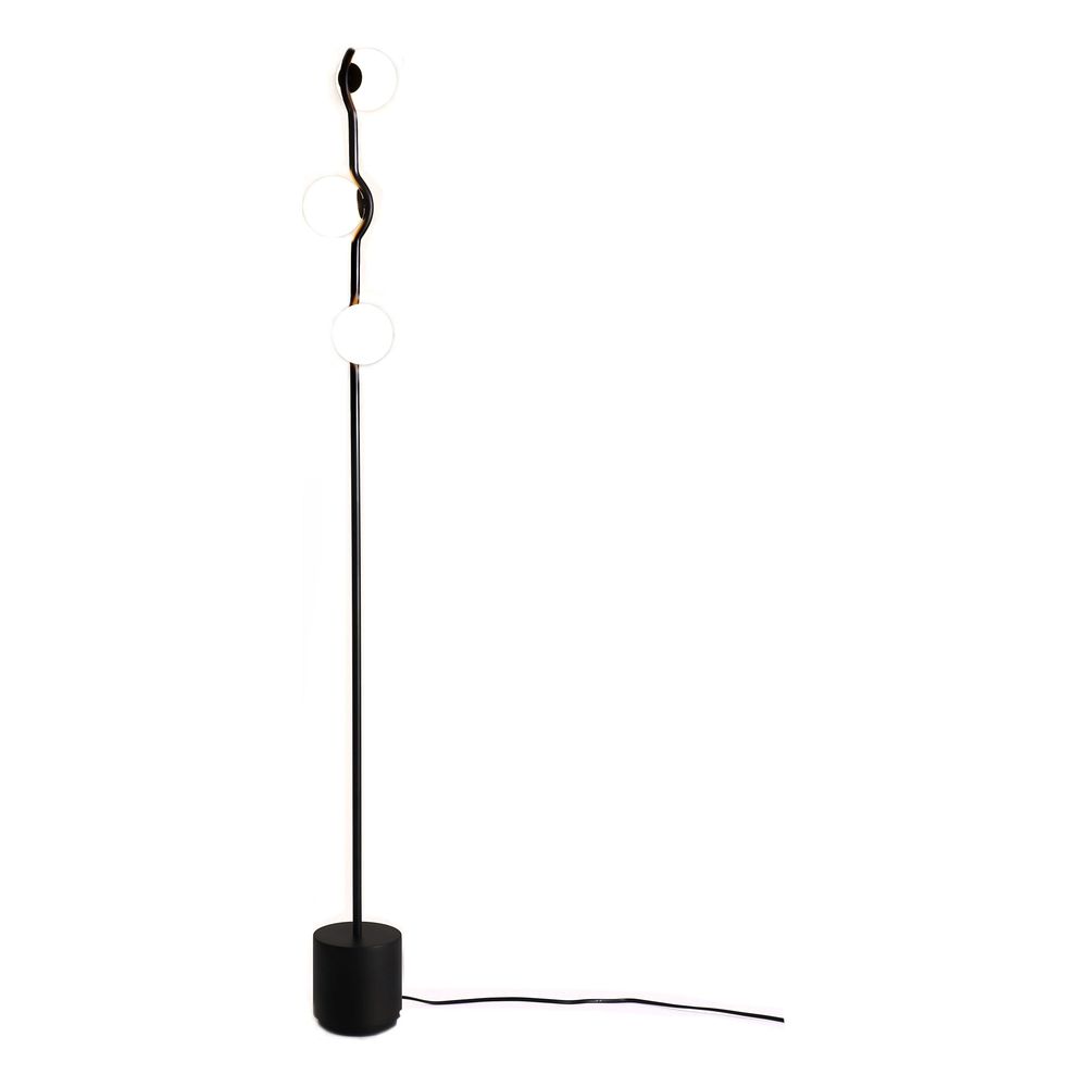 Floor Lamps Pluto Floor Lamp Black Glass Black Powder Coated Frame