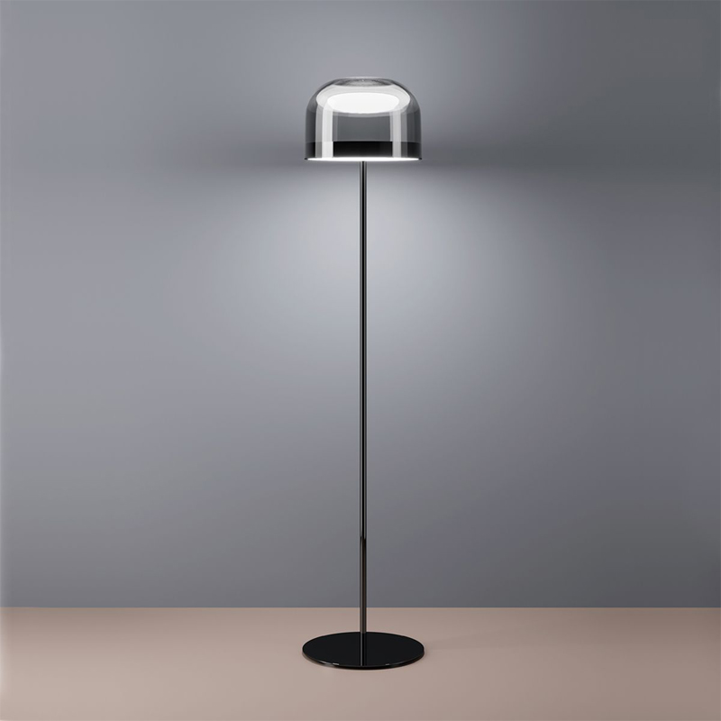 Floor Lamps Shine Floor Lamp Smoke Glass Black Frame