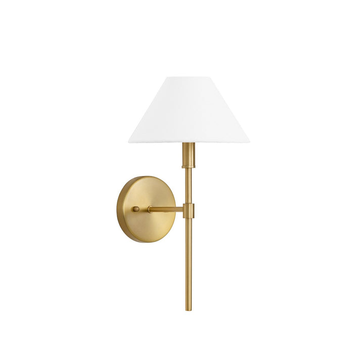 Alfie - One Light Sconce With White Linen Coolie Shade In Brushed Brass