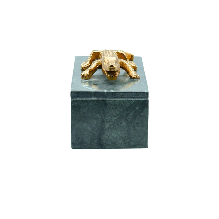 Allie - Green Marble Box With Brass Alligator Handle