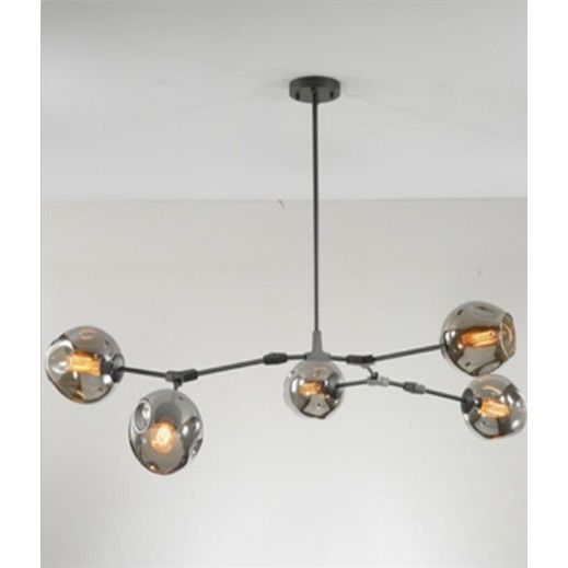 Pendants Branch Pendant Lamp Smoke Glass Black Powder Coated Frame