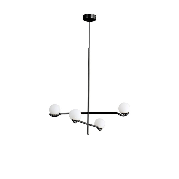 Chandeliers Nebula Chandelier Lamp 2 Arm White Glass Black Powder Coated Frame