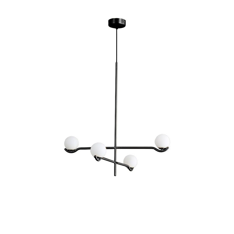 Chandeliers Nebula Chandelier Lamp 2 Arm White Glass Black Powder Coated Frame