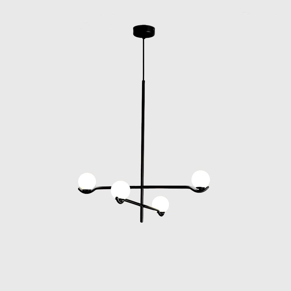 Chandeliers Nebula Chandelier Lamp 2 Arm White Glass Black Powder Coated Frame