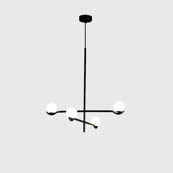 Chandeliers Nebula Chandelier Lamp 2 Arm White Glass Black Powder Coated Frame