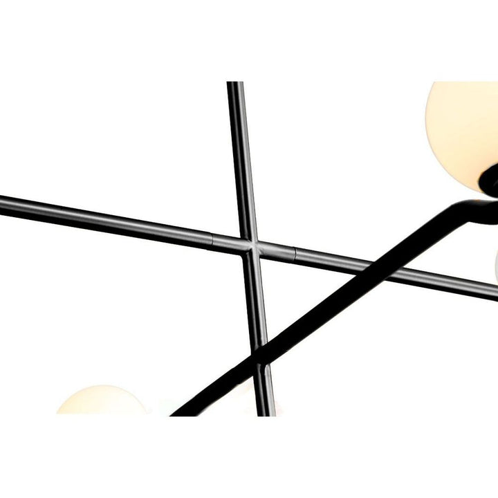 Chandeliers Nebula Chandelier Lamp 2 Arm White Glass Black Powder Coated Frame