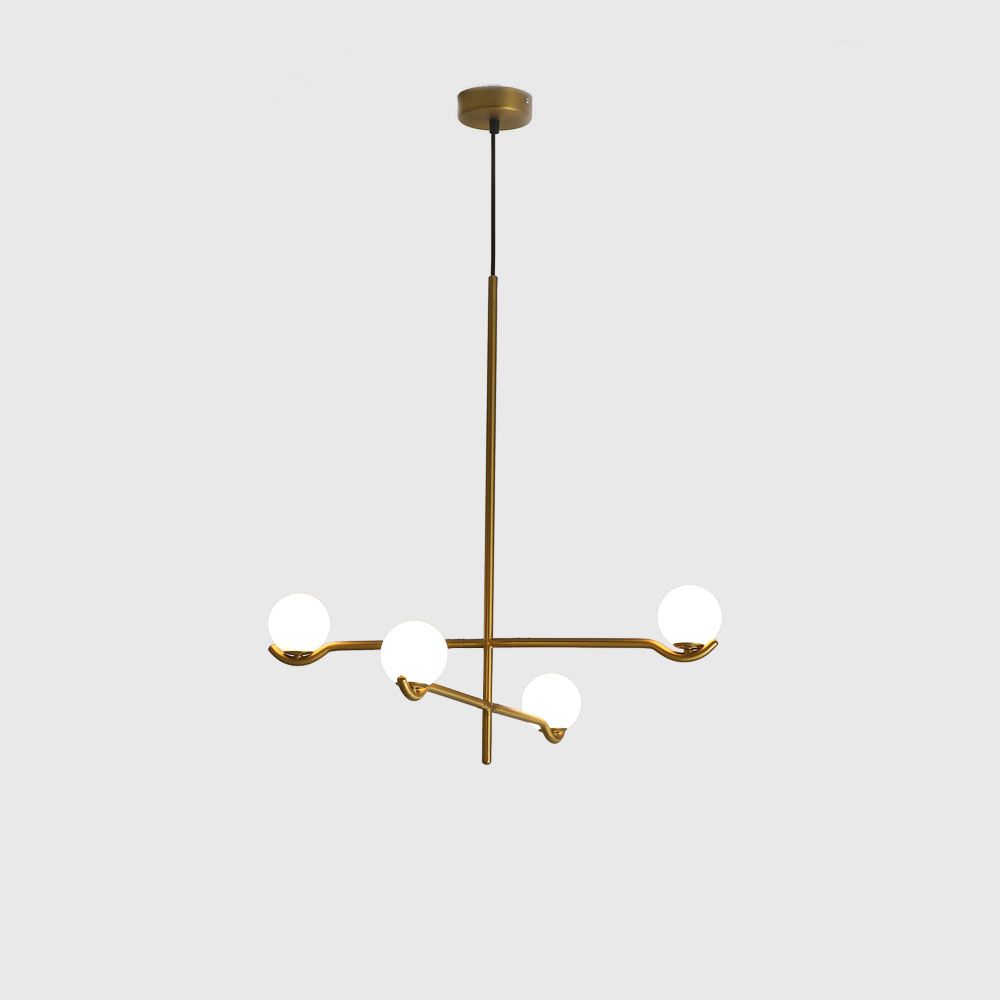 Chandeliers Nebula Chandelier Lamp 2 Arm White Glass Brass Powder Coated Frame