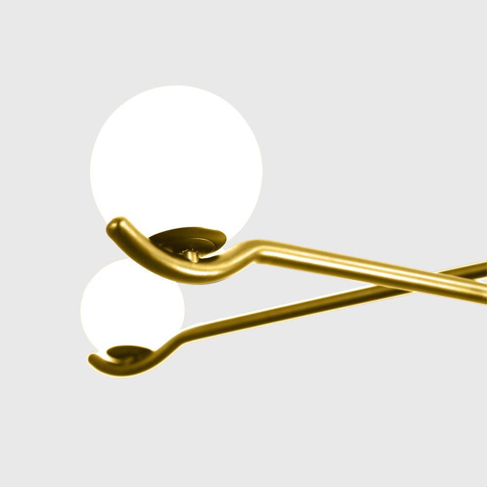 Chandeliers Nebula Chandelier Lamp 3 Arm White Glass Brass Powder Coated Frame