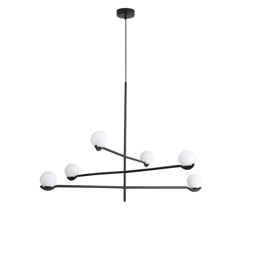 Chandeliers Nebula Chandelier Lamp 3 Arm White Glass Black Powder Coated Frame