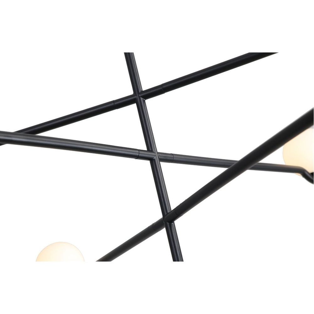 Chandeliers Nebula Chandelier Lamp 3 Arm White Glass Black Powder Coated Frame